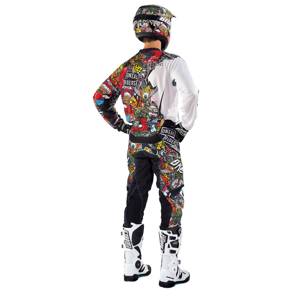 O'Neal Mayhem Crank Men's Jersey - Black Multi Large Motocross MX Racing Shirt