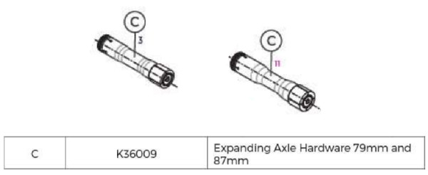 GT Expanding Axle Hardware 79 mm and 87 mm (Force/Sensor)